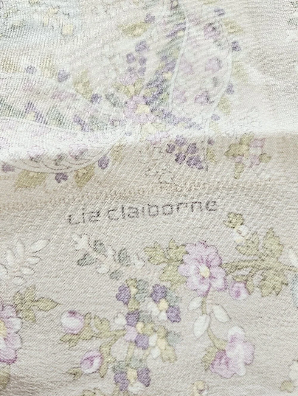 Vintage Liz Claiborne Accessories 100% Silk Chiffon Pastel Floral Large Scarf